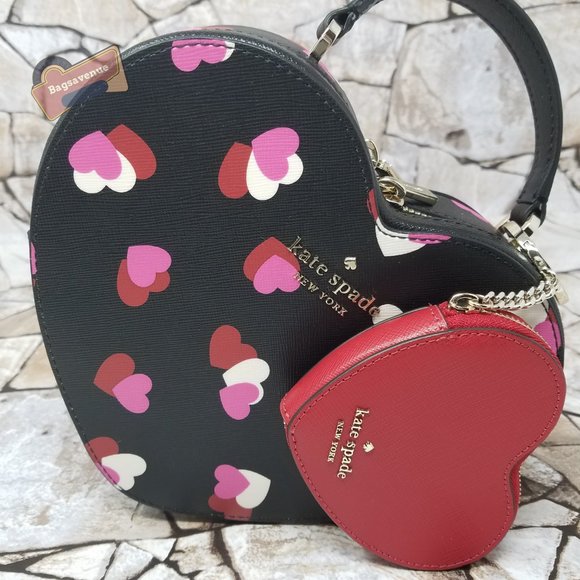 #bagsavenue heart flutter love shack crossbody black coin purse key Kate Spade - Picture 14 of 15